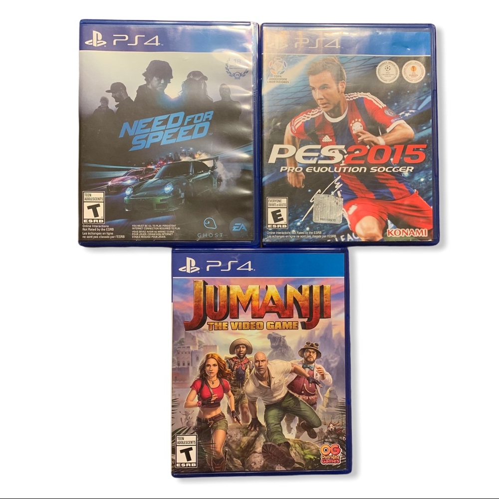 PS4 Lot of 3, Jumanji, Need for Speed, PES 2015